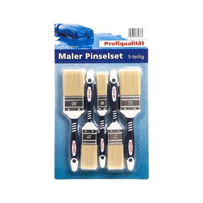 Maler Flach Pinselset 5 teilig Profi 50mm 40mm 25mm Lasurpinsel Lackpinsel