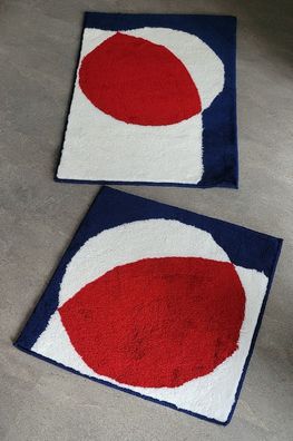 Point Blau/Weiss/Rot Design Badteppich 60x60cm Grafik Vorleger 15mm Florhöhe