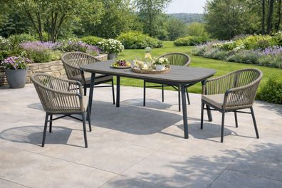 Destiny TORNO SAN MARINO Sitzgruppe 4x Sessel + Tisch 180x90x74cm, halboval