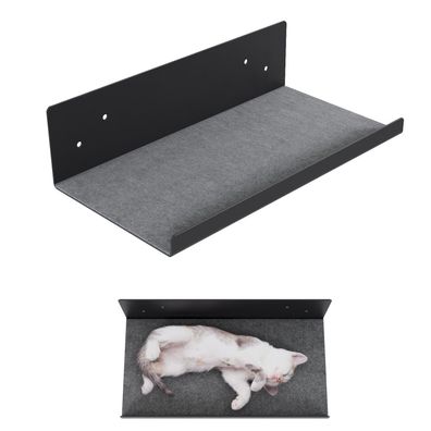 QLS Katzenregal 27x50 cm Wandregal Katze Kletterwand Schwarz mit Filz 11447