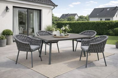 Destiny MOLINO SAN MARINO Sitzgruppe 4 Sessel + Tisch 180x90cm, rechteckig, grau