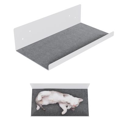 QLS Katzenregal 27x50 cm Wandregal Katze Kletterwand Weiß mit Filz 11448