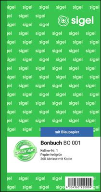 Sigel Bonbuch 10,5x20 360Abr hellgrün BO001
