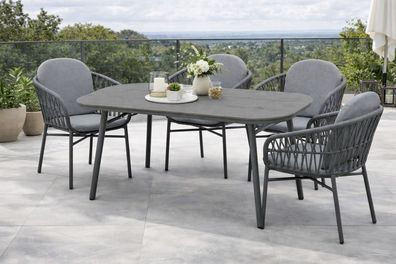 Destiny Sitzgruppe COMO SAN MARINO 4 Sessel + Tisch 180x90x74cm, halboval, grau