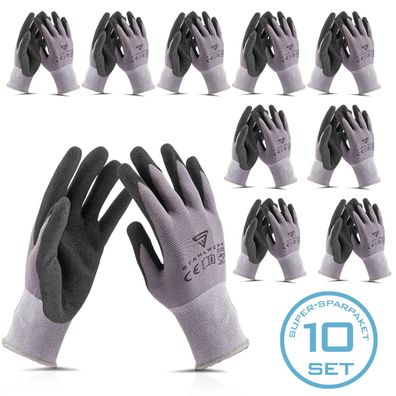 Stahlwerk Montagehandschuhe 10 Paar, Größe XL mit Nitril PU-Beschichtung
