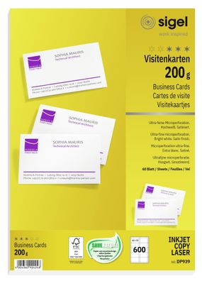 Sigel Visitenkarte 200g hochweiß 600St DP939