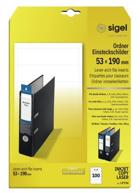 Sigel Ordnerrückenschild A4 185g weiß LP734