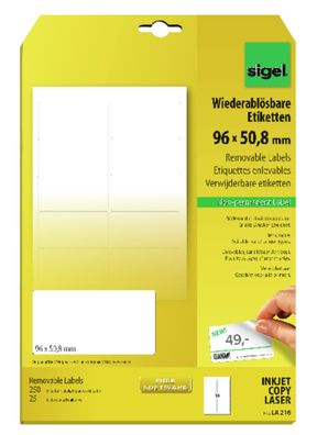 Sigel Wiederablösbares Etikett 250Et LA216