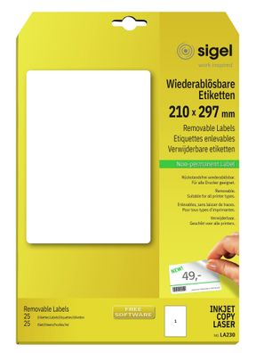 Sigel Wiederablösbares Etikett 25Et LA230