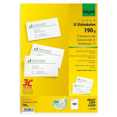 Sigel Visitenkarte 3C 85x55mm (A4) 190g LP790