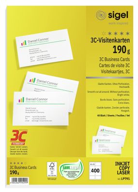 Sigel Visitenkarte 3C 85x55mm (A4) 190g LP791