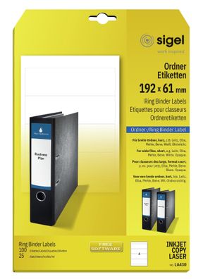 Sigel Ordner Etikett ws 100Et LA430