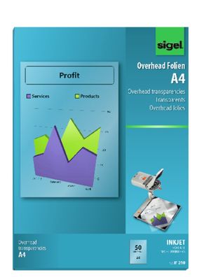 Sigel Inkjetfolie A4 transparent 50Bl IF210
