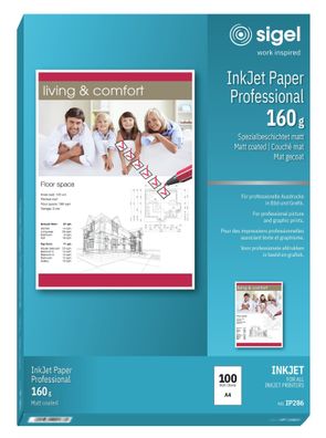 Sigel Inkjetpapier A4 160g hochweiß 100Bl IP286