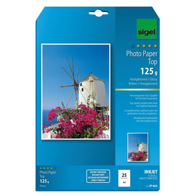 Sigel Inkjet Top Fotopapier A4 125g 25Bl IP663