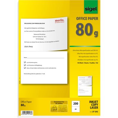 Sigel Papier A4 80g weiß Multiprint 100Bl LP202