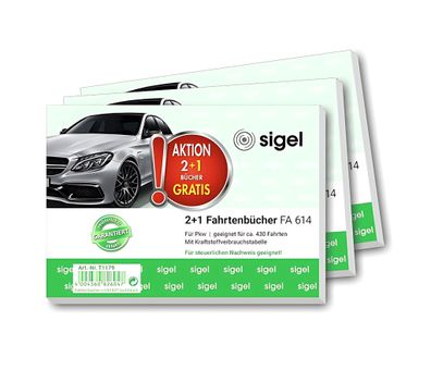 Sigel 2 + 1 (gratis) Aktion Fahrtenbuch T1179