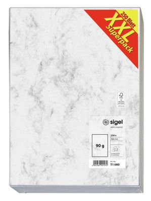 Sigel Marmorpapier grau A4 90g 250Bl T1080