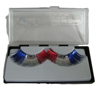 Fanwimpern rot/ weiß/ blau mit Kleber