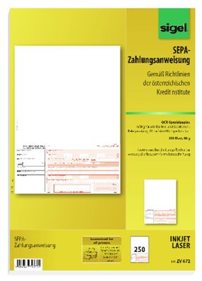 Sigel PC-SEPA-Zahlungsanweisung AT A4 90g ZV672
