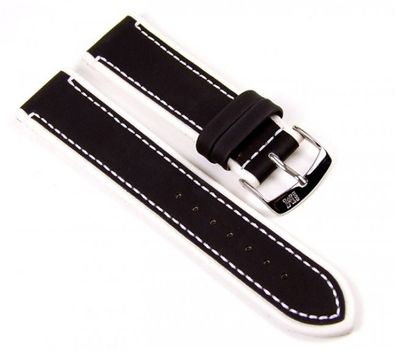 Morellato Curling Lorica Uhrenarmband Microfaser schwarz-Weiss 22mm