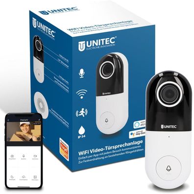 Unitec WLAN Video Türsprechanlage Türklingel mit HD Kamera WiFi Aufputz Klingel