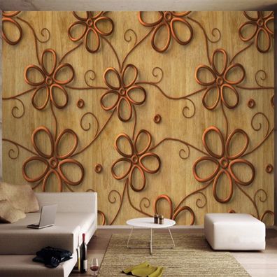 Original 3D Blumen Wandgestaltung - Wandtapete mit Relief & Blüten 10168