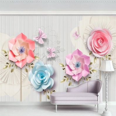 Abstrakte 3D Blumen Kunstwand - Nordisch & Minimalistisch - Stylische Wohn 10170