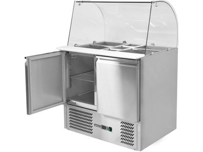 Kühltisch mit 2 Türen und Glasaufsatz, 170W, 240L, 900 x 700 x 850 mm