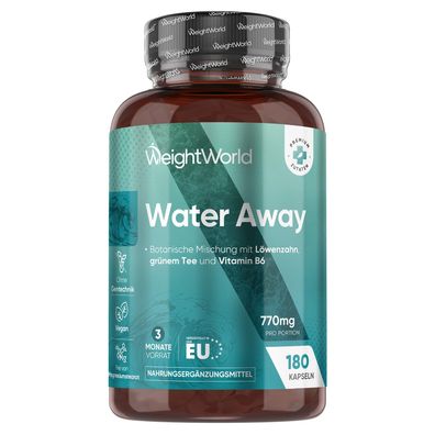 Water Away Kapseln - 11 in 1 Komplex für 3 Monate 180 vegane Entwässerungskapseln
