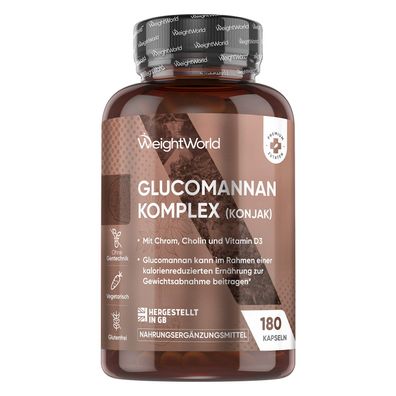 Glucomannan Kapseln 3540mg - Aus der Konjak Wurzel - Mit 500mg Cholin, 250mcg Chrom