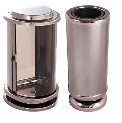 Grabschmuck Set silbergrau Grablampe + Grabvase Grablaterne Vase Friedhof Grab