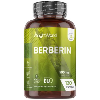 Berberine 500mg - 4 Monate Vorrat - 120 vegane Berberin Kapseln - 3er-Pack