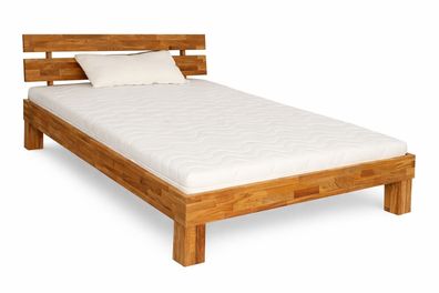 Bett 25mm Eiche geölt Doppelbett 140x200 Holzbett mit Mittelholm #4279