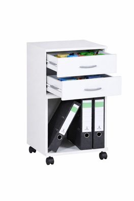 Rollcontainer 2 Schubladen Schubcontainer weiß Büroschrank #1927