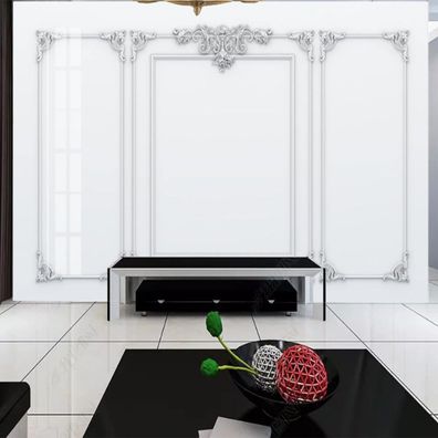 Luxuriöse 3D Wandtapete - Weißes Gitter & Stuckornamente - Elegante 10185