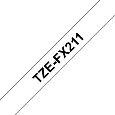 Schriftband TZe-FX211 (lam., flex.) Schwarz auf Weiß 6mm x 8m