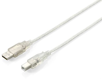 equip USB 2.0 Anschlusskabel A-Stecker/ B-Stecker 1,0m transp