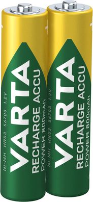 VARTA Recharge Accu Power, Akku vorgeladen, AAA 800mAh, 2Stk
