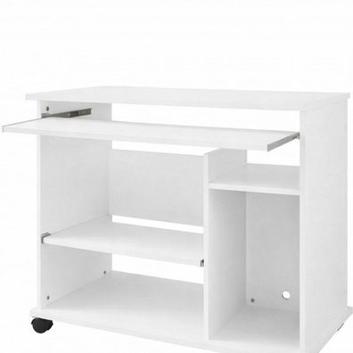 Computertisch Schreibtisch PC-Tisch weiß Tastatur- Druckerauszug #3998