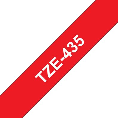 Schriftband TZe-435 (lam.) Weiß auf Rot BxL 12mm x 8m
