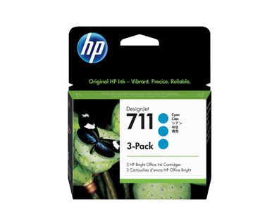HP 711 3er-Pack Cyan DesignJet Tintenpatronen, 29 ml