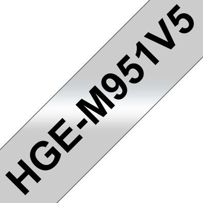 Schriftband HGe-M951V5 (5 Stk) Schwarz auf Silber 24mm x 8m