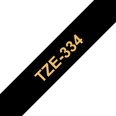 Brother Schriftband TZe-334 (lam.) Gold auf Schwarz 12mm x 8m