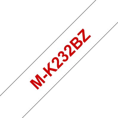 Brother Schriftband M-K232 (nicht lam.) Rot auf Weiß 12mm x 8m