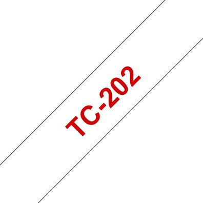 Brother Schriftband TC-202 (lam.) Rot auf Weiß 12mm x 7,7m