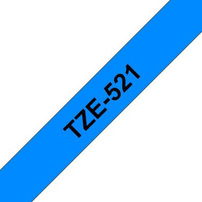 Brother Schriftband TZe-521 (lam.) Schwarz auf Blau 9mm x 8m