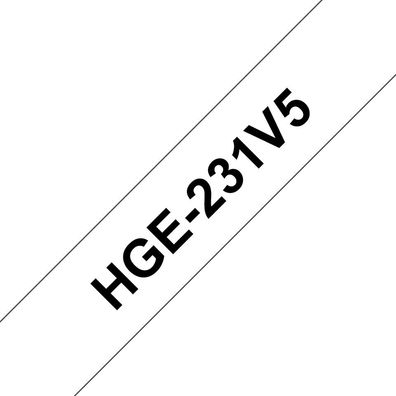 Schriftband HGe-231V5 (5 Stk) Schwarz auf Weiß 12mm x 8m