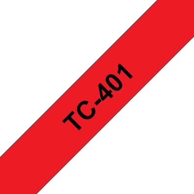 Brother Schriftband TC-401 (lam.) Schwarz auf Rot 12mm x 7,7m