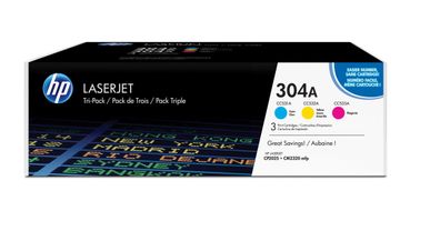 HP 304A 3er-Pack Cyan/Magenta/Gelb Orig. LaserJet Tonerkar